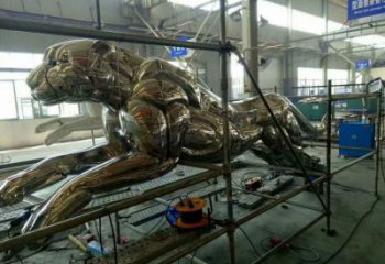 鏡面獵豹雕塑 房地產景觀小品 戶外鏡面獵豹雕塑廠家