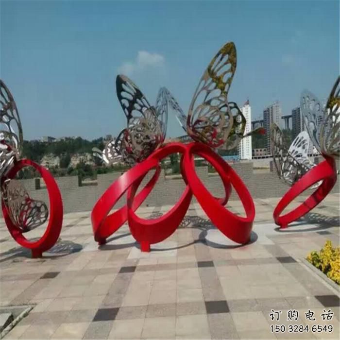 步行街蝴蝶雕塑廠家 創意鏤空擺件 戶外街頭蝴蝶雕塑