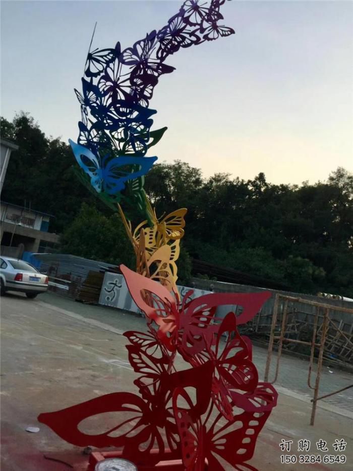 現代蝴蝶雕塑廠家 室內烤漆擺件 賓館玄關蝴蝶雕塑