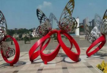 步行街蝴蝶雕塑廠家 創意鏤空擺件 戶外街頭蝴蝶雕塑