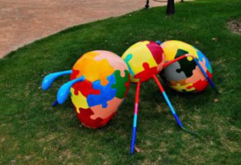 彩繪螞蟻雕塑廠家 卡通噴漆小品 草地仿真螞蟻雕塑