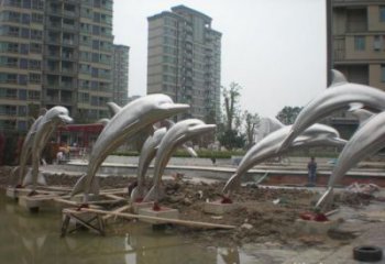 游樂場海豚雕塑廠家 海洋賓館擺件 住宅小區鋼管海豚雕塑