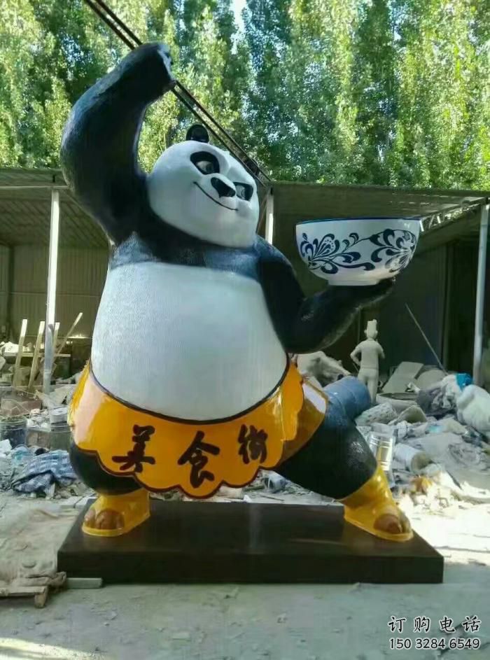 幼兒園熊貓雕塑廠家 卡通噴漆小品 室內異形熊貓雕塑