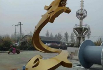 幾何龍雕塑廠家 中式室內擺件 草地切面龍雕塑