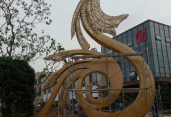 鏤空龍雕塑廠家 現(xiàn)代抽象擺件 草地切面龍雕塑