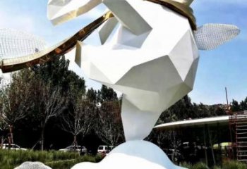 幾何兔子雕塑廠家 中式室內(nèi)擺件 草地切面兔子雕塑