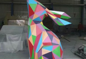 切面兔子雕塑廠家 現(xiàn)代抽象擺件 商場(chǎng)切面兔子雕塑