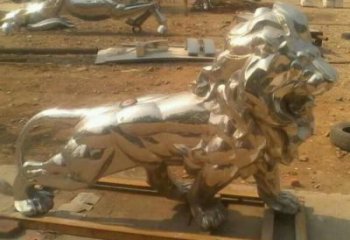 鏡面獅子雕塑廠家 現(xiàn)代校園擺件 游樂場異形獅子雕塑