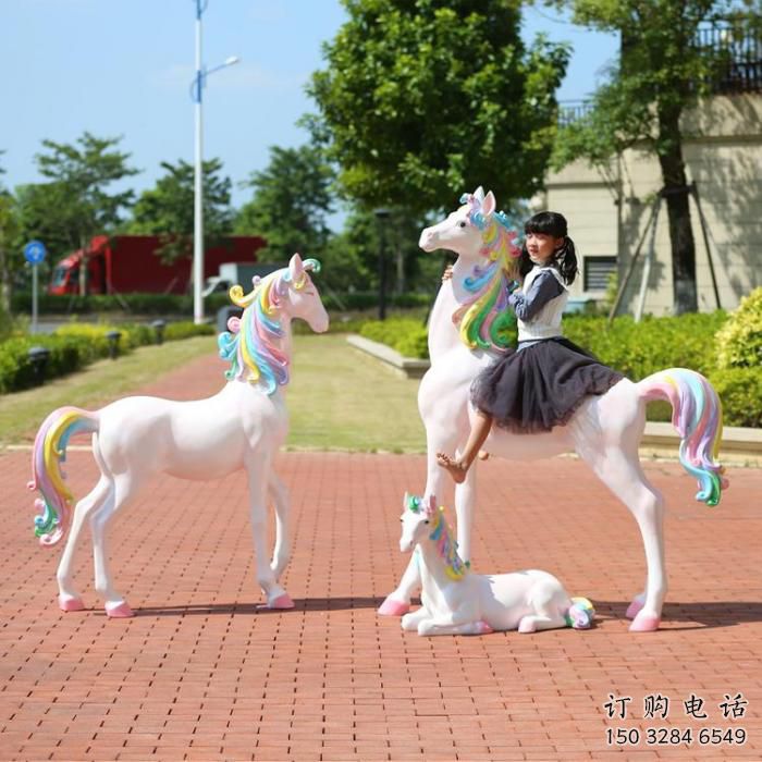 游樂場獨角獸雕塑廠家 戶外賓館擺件 住宅小區卡通獨角獸雕塑