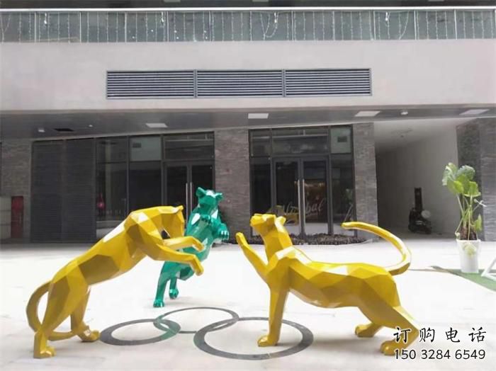 商業街獵豹雕塑廠家 大型現代擺件 步行街異形獵豹雕塑