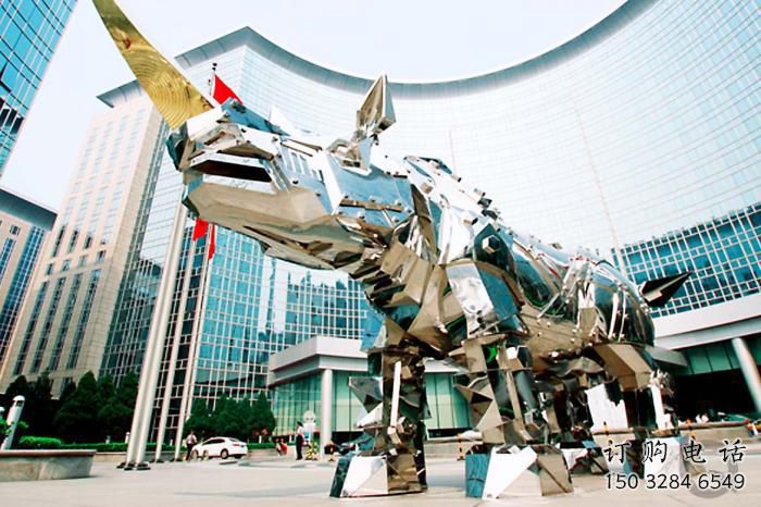 切面犀牛雕塑廠家 現代抽象擺件 商場切面犀牛雕塑