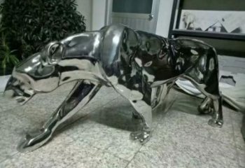 別墅區獵豹雕塑廠家 卡通噴漆小品 戶外鏤空獵豹雕塑