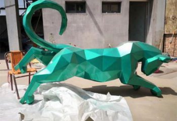 幾何獵豹雕塑廠家 中式室內擺件 草地切面獵豹雕塑