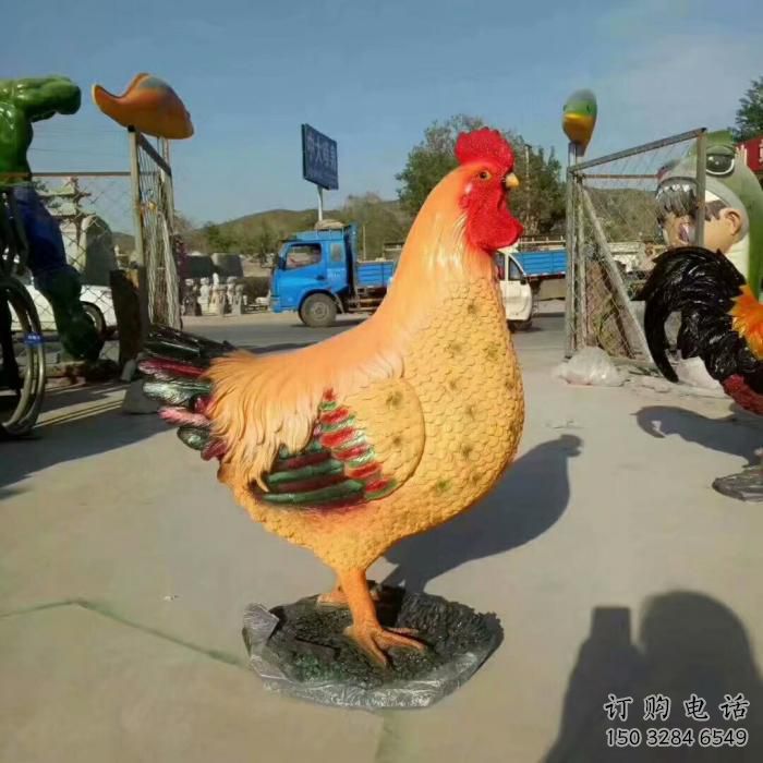 游樂(lè)場(chǎng)公雞雕塑廠家 公園廣場(chǎng)擺件 住宅小區(qū)彩繪公雞雕塑