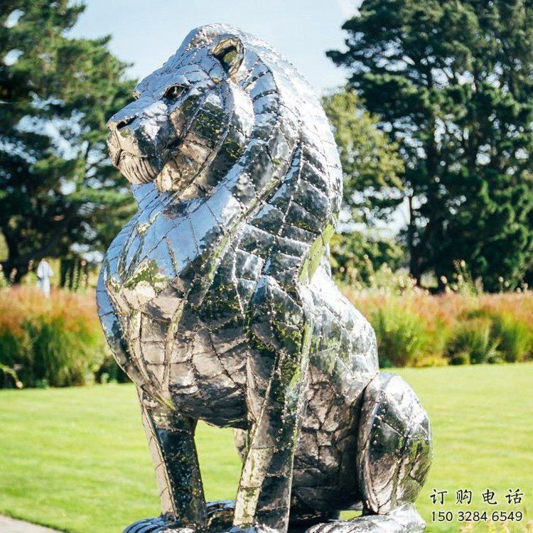 異形雄獅雕塑廠家 抽象異形擺件 酒店鏡面雄獅雕塑