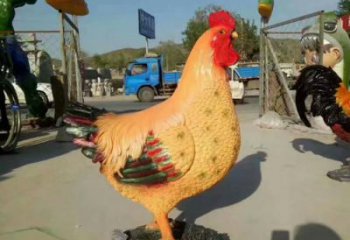 游樂場公雞雕塑廠家 公園廣場擺件 住宅小區彩繪公雞雕塑