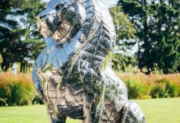 異形雄獅雕塑廠家 抽象異形擺件 酒店鏡面雄獅雕塑