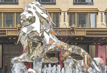 住宅小區(qū)雄獅雕塑廠家 現(xiàn)代創(chuàng)意小品 公園鏡面雄獅雕塑