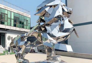 切面雄獅雕塑廠家 現(xiàn)代抽象擺件 草地切面雄獅雕塑