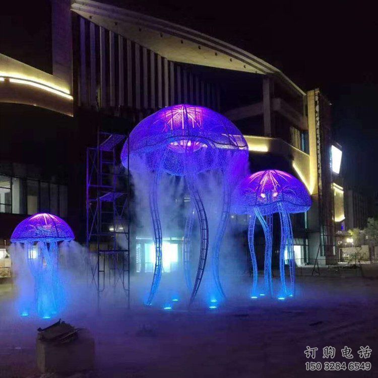 拉絲水母雕塑廠家 大型剪影擺件 游樂場異形水母雕塑