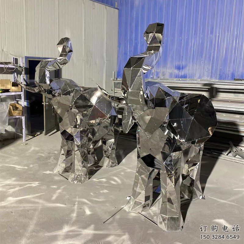 異形大象雕塑廠家 抽象異形擺件 酒店拉絲大象雕塑