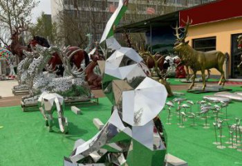 幾何大象雕塑廠家 中式室內擺件 草地切面大象雕塑