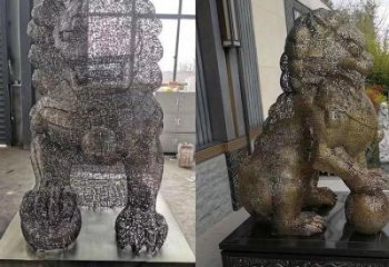 園林獅子雕塑廠家 大型餐飲店擺件 街道鏤空獅子雕塑