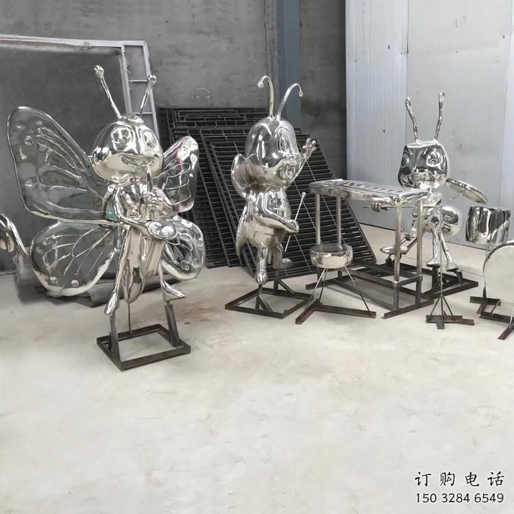 抽象蜜蜂雕塑廠家 創意村口擺件 戶外鏡面蜜蜂雕塑