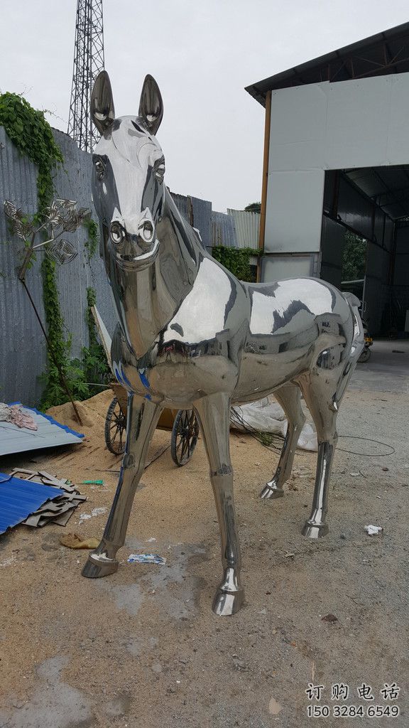 鑄造馬雕塑廠家 創意村口小品 村口鏡面馬雕塑