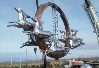 鏡面天馬雕塑廠家 現(xiàn)代廣場擺件 游樂場異形天馬雕塑