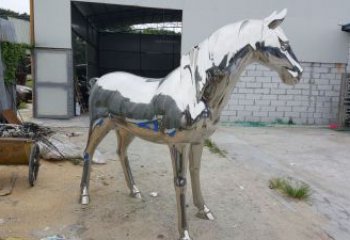 抽象馬雕塑廠家 創(chuàng)意村口擺件 玄關(guān)鏡面馬雕塑