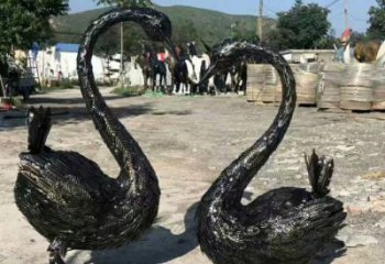 拉絲鵝雕塑廠家 大型抽象擺件 游樂場(chǎng)異形鵝雕塑