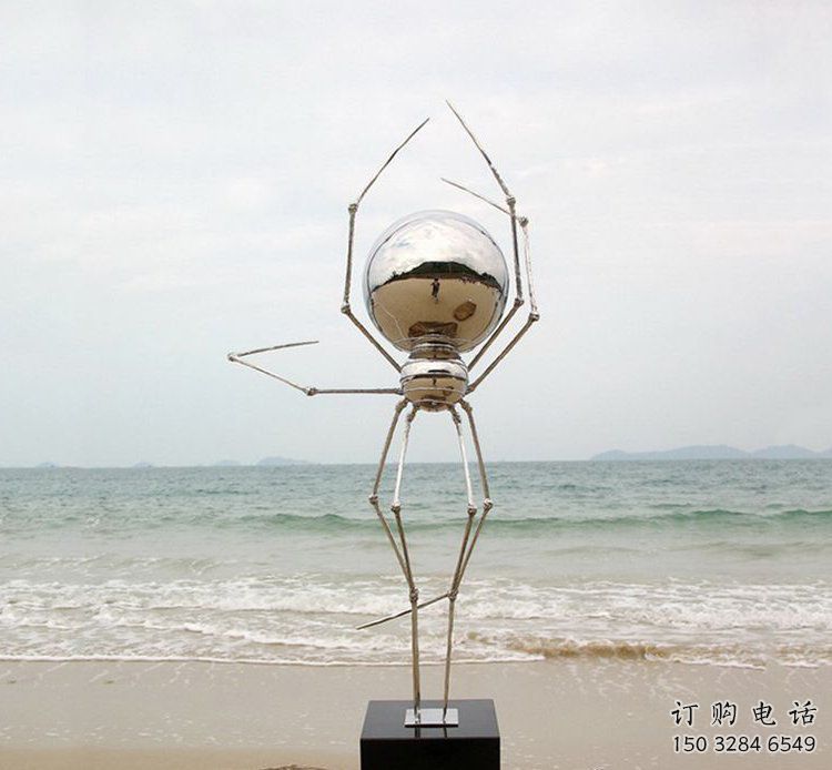 戶外蜘蛛雕塑廠家 海洋抽象小品 酒店鏡面蜘蛛雕塑