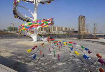 公園魚雕塑廠家 中式烤漆小品 風景區抽象魚雕塑
