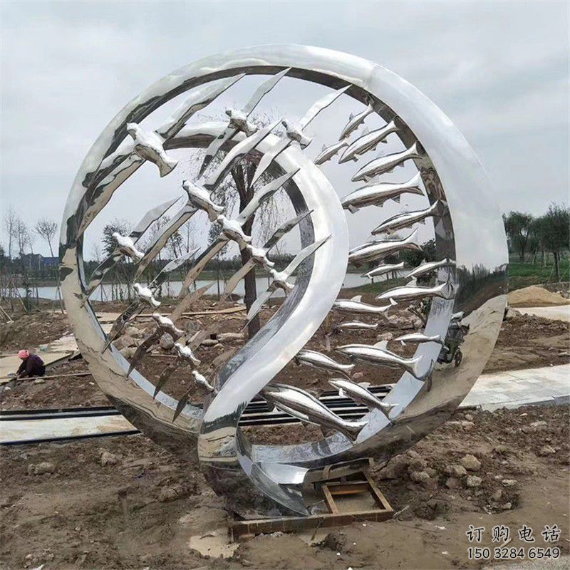 啞光麥穗魚雕塑廠家 大型鏤空擺件 風(fēng)景區(qū)抽象麥穗魚雕塑