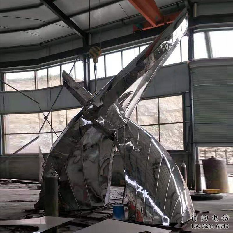 鏡面魚尾雕塑廠家 現代公園擺件 游樂場異形魚尾雕塑