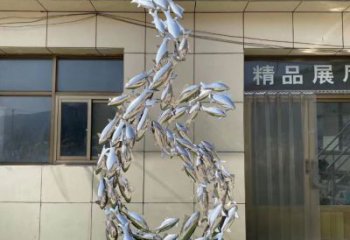 別墅區(qū)麥穗魚(yú)雕塑廠家 創(chuàng)意抽象小品 室內(nèi)異形麥穗魚(yú)雕塑