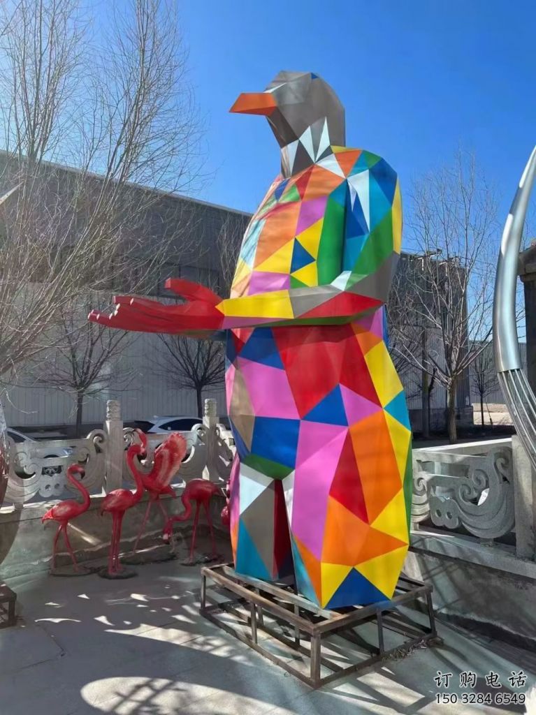 幾何飛鳥(niǎo)雕塑廠家 中式戶外擺件 草地切面飛鳥(niǎo)雕塑