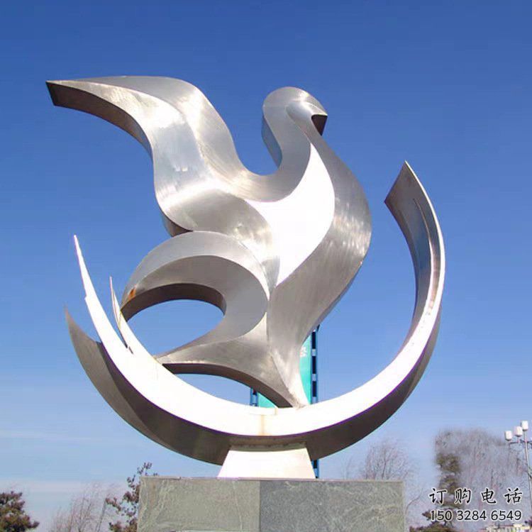 賓館飛鴿雕塑廠家 歐式仿真小品 鏡面仿真飛鴿雕塑