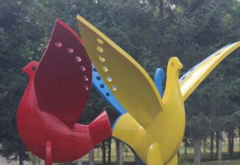 住宅小區飛鴿雕塑廠家 現代廣場小品 公園噴漆飛鴿雕塑