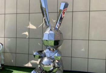 切面玉兔雕塑廠家 現代抽象擺件 商場幾何玉兔雕塑
