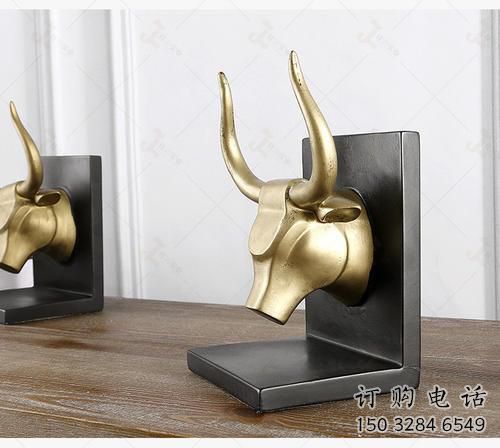 切面牛頭雕塑廠家 現代抽象擺件 商場幾何牛頭雕塑