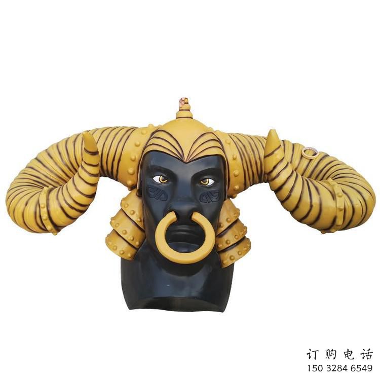 噴漆牛角雕塑廠家 卡通廣場(chǎng)小品 草地幾何牛角雕塑