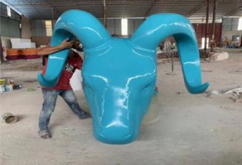 噴漆牛頭雕塑廠家 卡通廣場小品 草地彩繪牛頭雕塑