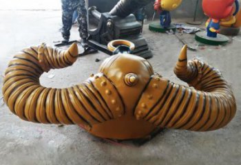 彩繪牛角雕塑廠家 卡通噴漆小品 草地切面牛角雕塑