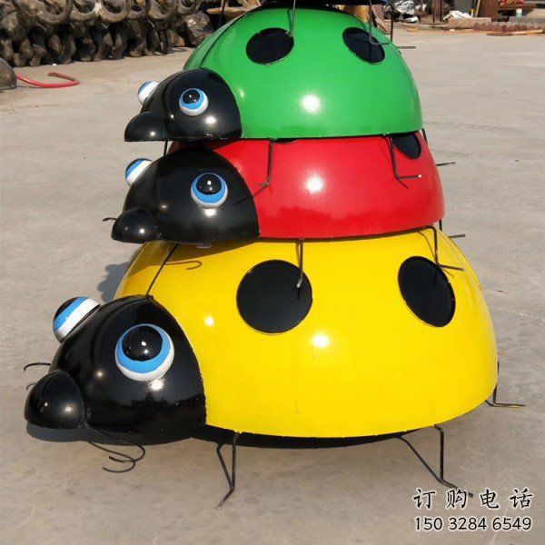 街道瓢蟲雕塑廠家 創意村口小品 酒店拉絲瓢蟲雕塑