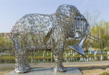 鏤空牛雕塑廠家 現(xiàn)代抽象擺件 草地切面牛雕塑