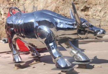 鍛造牛雕塑廠家 卡通鏡面擺件 廣場(chǎng)現(xiàn)代牛雕塑