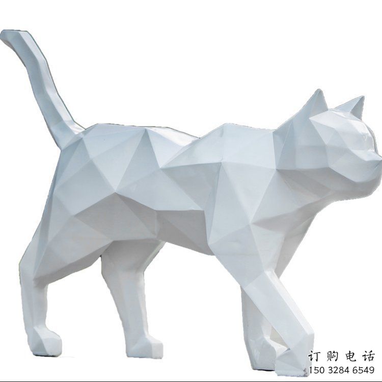 異形貓咪雕塑廠家 現代抽象擺件 酒店拉絲貓咪雕塑