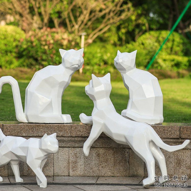 公園貓咪雕塑廠家 中式烤漆小品 風(fēng)景區(qū)抽象貓咪雕塑